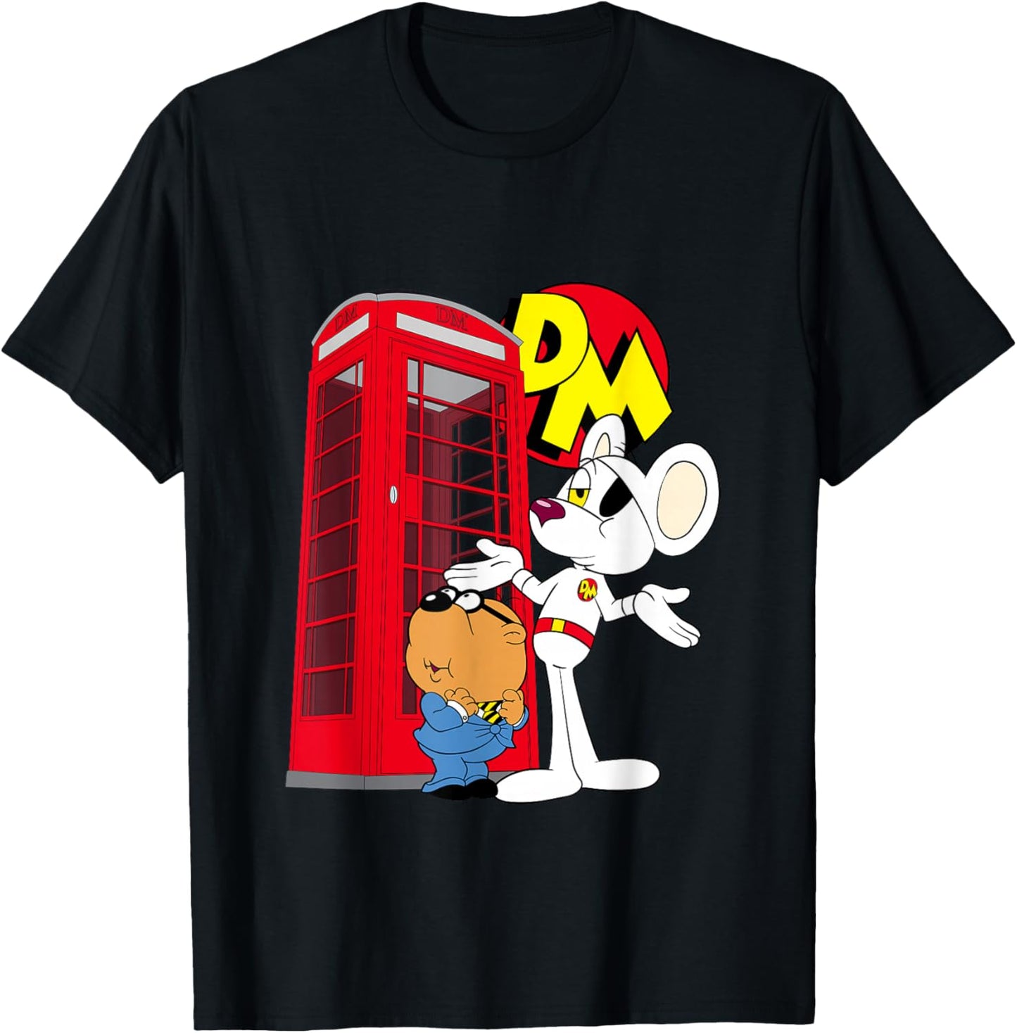 Danger Mouse Red Telephone Box T-Shirt - T-Shirt | Black