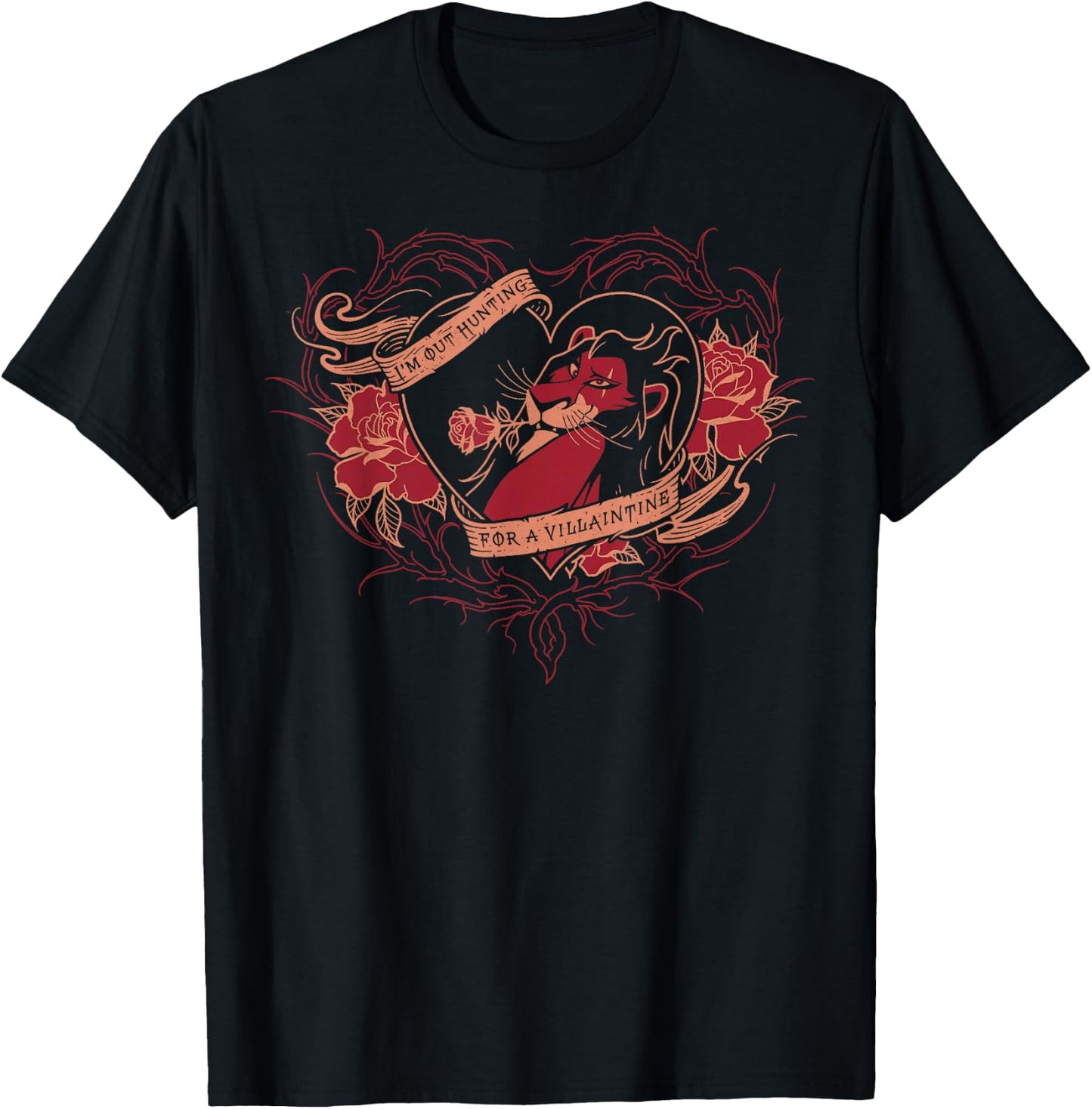 Disney Villains Valentine's Day Scar I'm Out Hunting Vintage T-Shirt - T-Shirt | Black