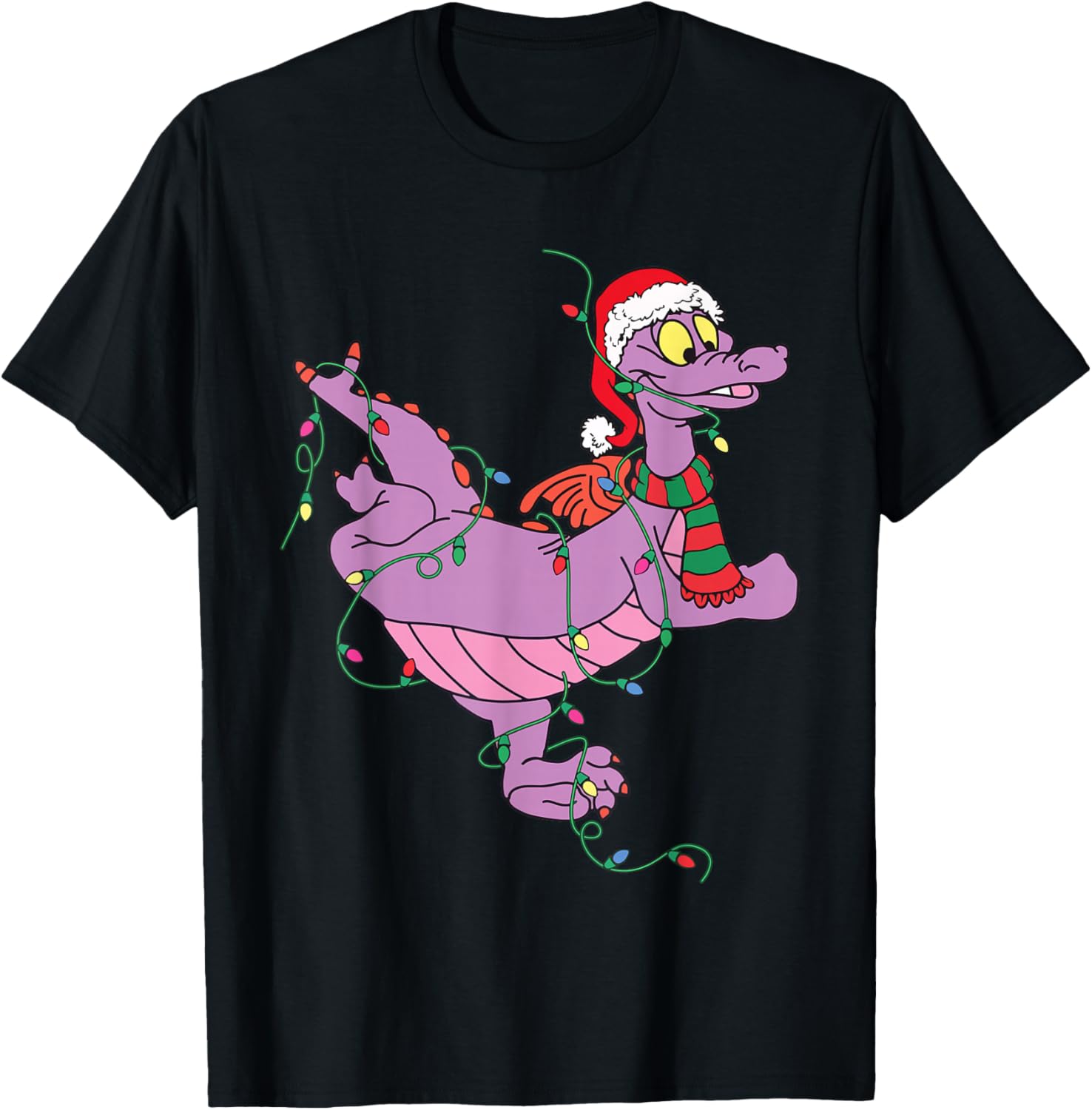 Cute Dragon Figment Lights Christmas Santa Animal Women Men T-Shirt - T-Shirt | Black