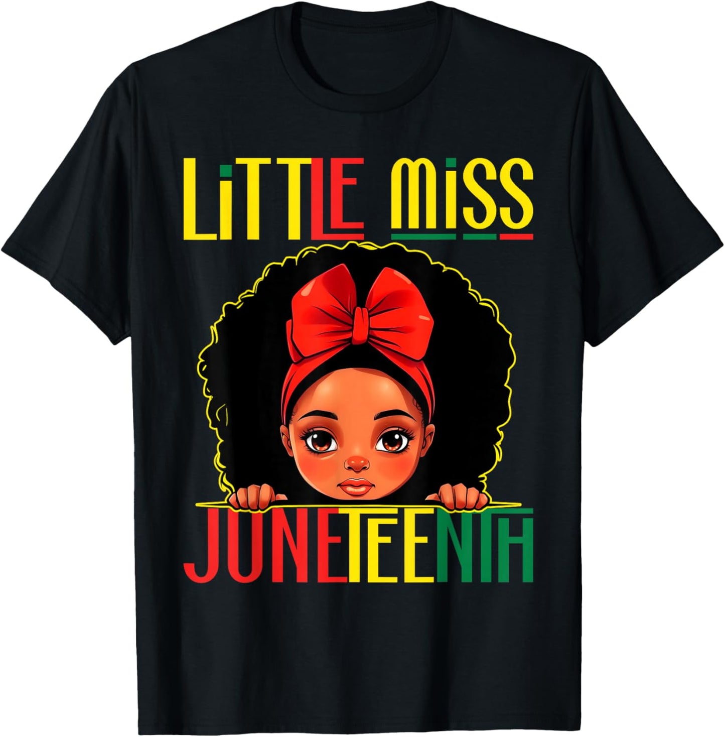 Kids Little Miss Juneteenth Girl Toddler Black History Girls T-Shirt - T-Shirt | Black