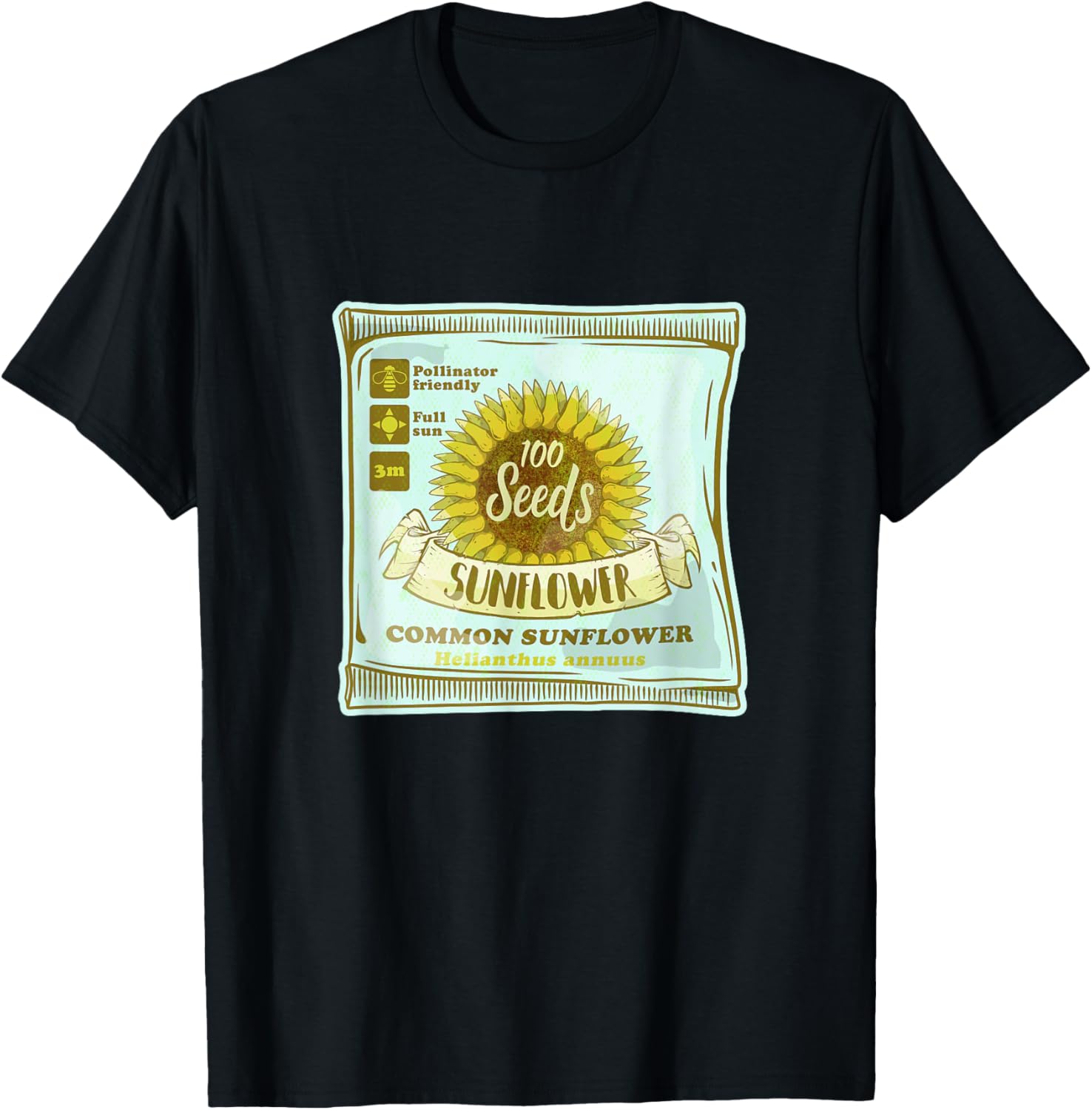 Sunflower seeds packet growing plants T-Shirt - T-Shirt | Black