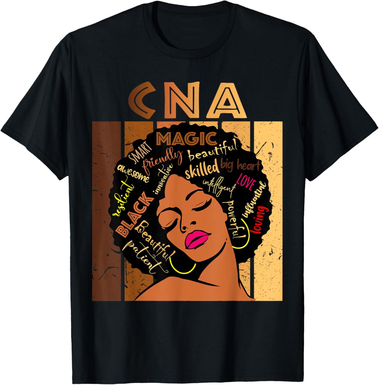 Black CNA Certified Nurse Assistant Afro African American T-Shirt - T-Shirt | Black