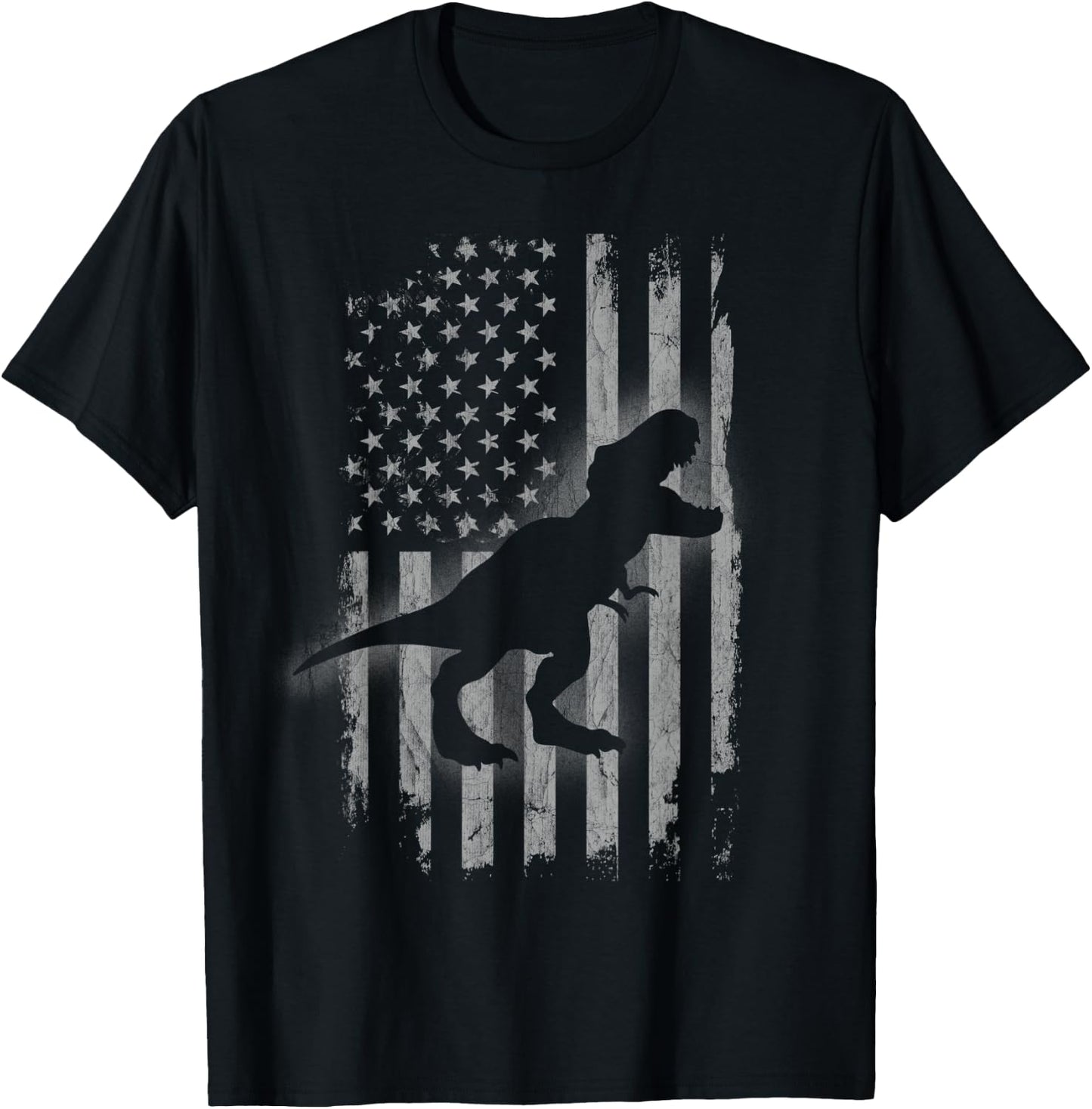 Patriotic Dinosaur American Flag Cool T-Rex Dino Lover T-Shirt - T-Shirt | Black