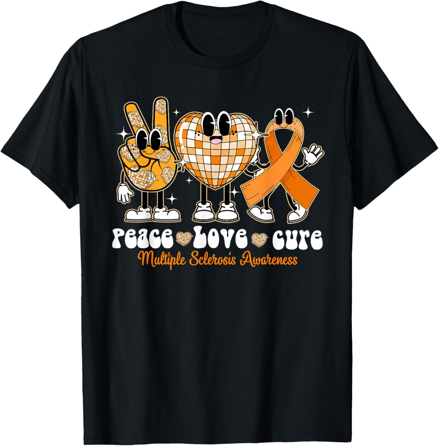 Peace Love Cure Multiple Sclerosis Awareness MS T-Shirt - T-Shirt | Black