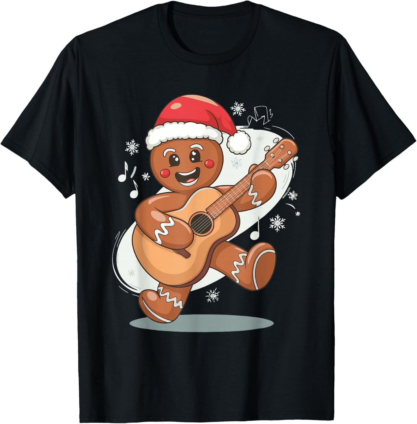 Gingerbread Playing Guitar T-Shirt - T-Shirt | Black