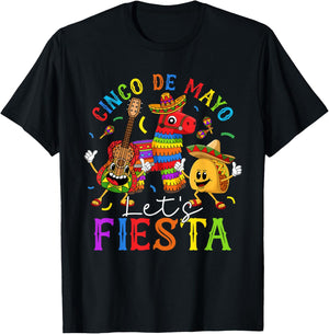 Cinco De Mayo Mexican Let's Fiesta Happy 5 De Mayo T-Shirt - T-Shirt | Black