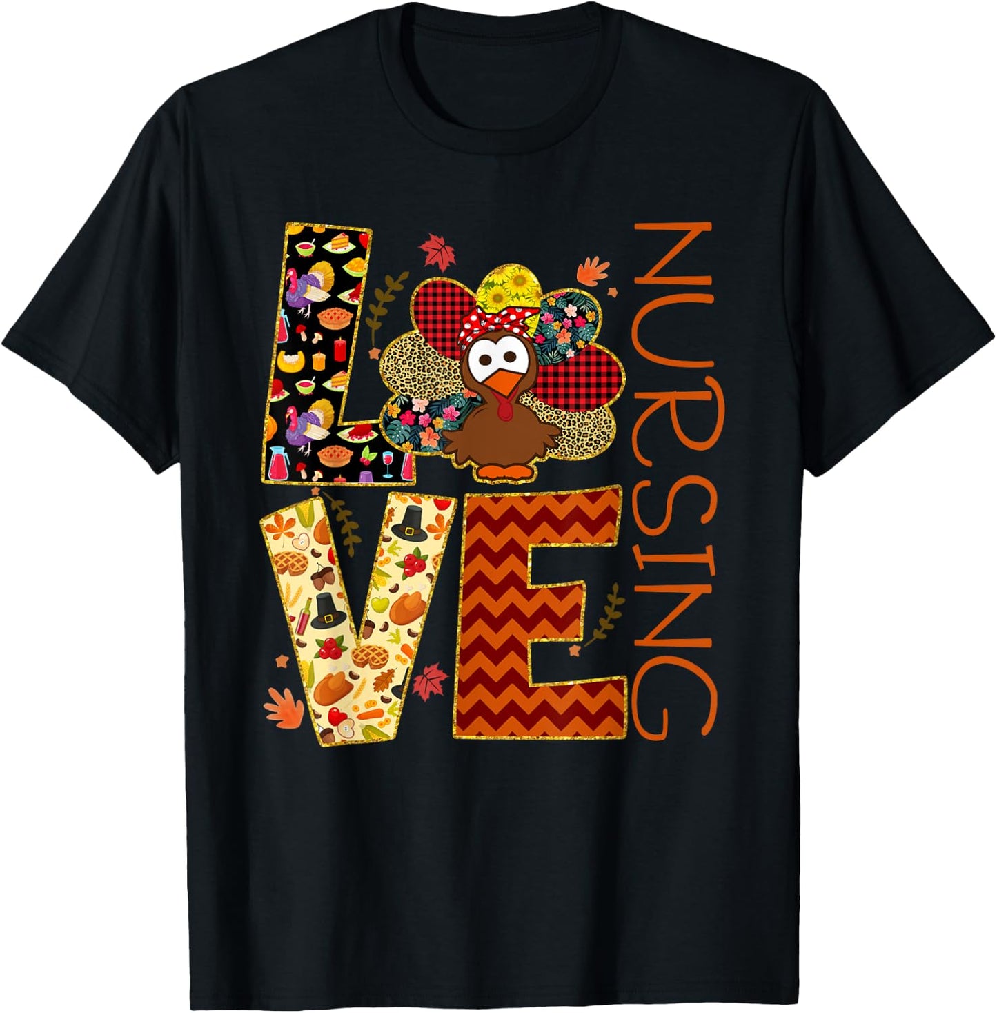 Love Nursing Turkey Nurse Nurse Life Thanksgiving Gift Women T-Shirt - T-Shirt | Black