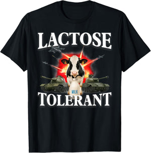 Lactose Tolerant Funny Trending Meme Retro Pro-dairy Cows T-Shirt - T-Shirt | Black
