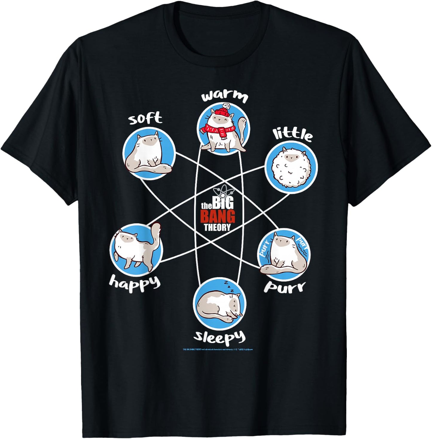 The Big Bang Theory Soft Warm Little Happy Sleepy Kitty T-Shirt - T-Shirt | Black