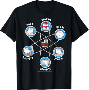 The Big Bang Theory Soft Warm Little Happy Sleepy Kitty T-Shirt - T-Shirt | Black