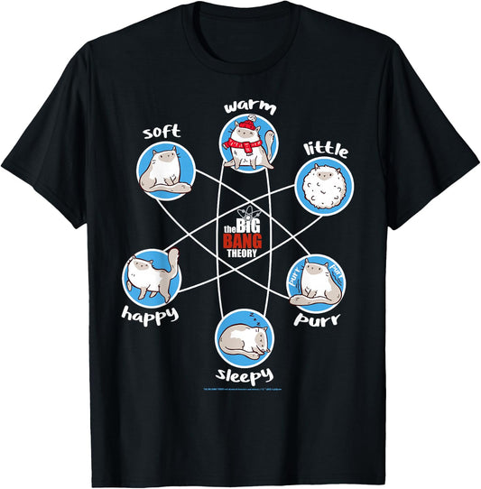 The Big Bang Theory Soft Warm Little Happy Sleepy Kitty T-Shirt - T-Shirt | Black