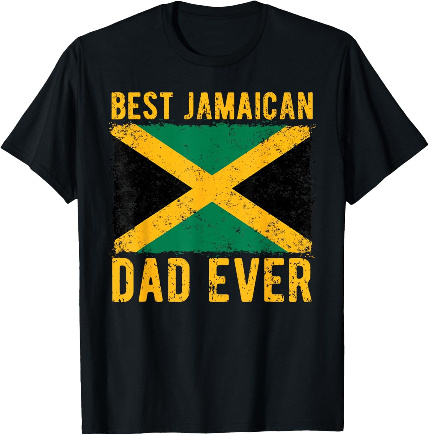Best Jamaican Dad Ever Jamaica Flag Fathers Day Jamaican Dad T-Shirt - T-Shirt | Black