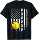 Softball Poppop America Flag Men Women Vintage Christmas T-Shirt - T-Shirt | Black