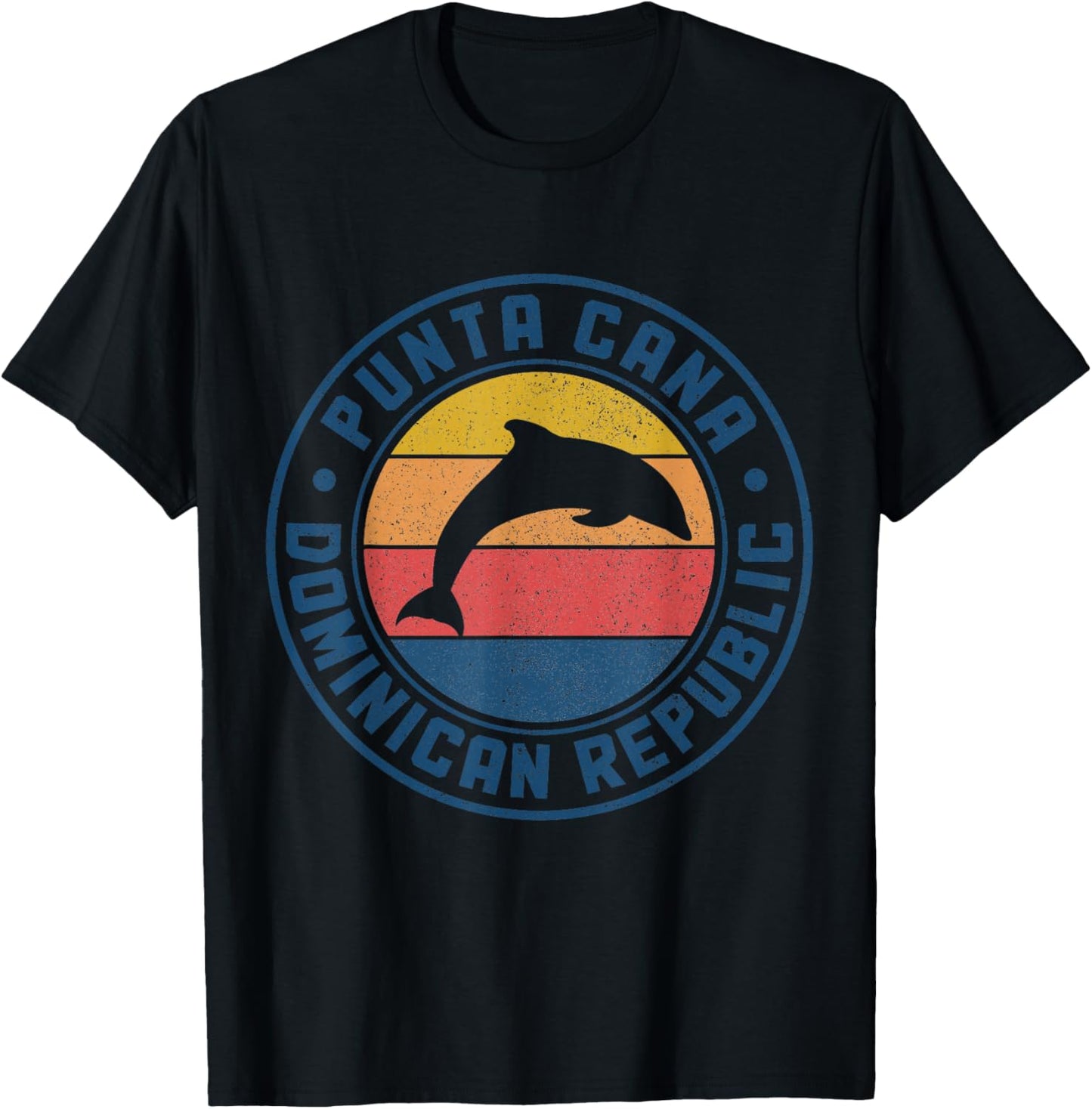 Punta Cana Dominican Republic Dolphin Souvenir Vintage T-Shirt - T-Shirt | Black