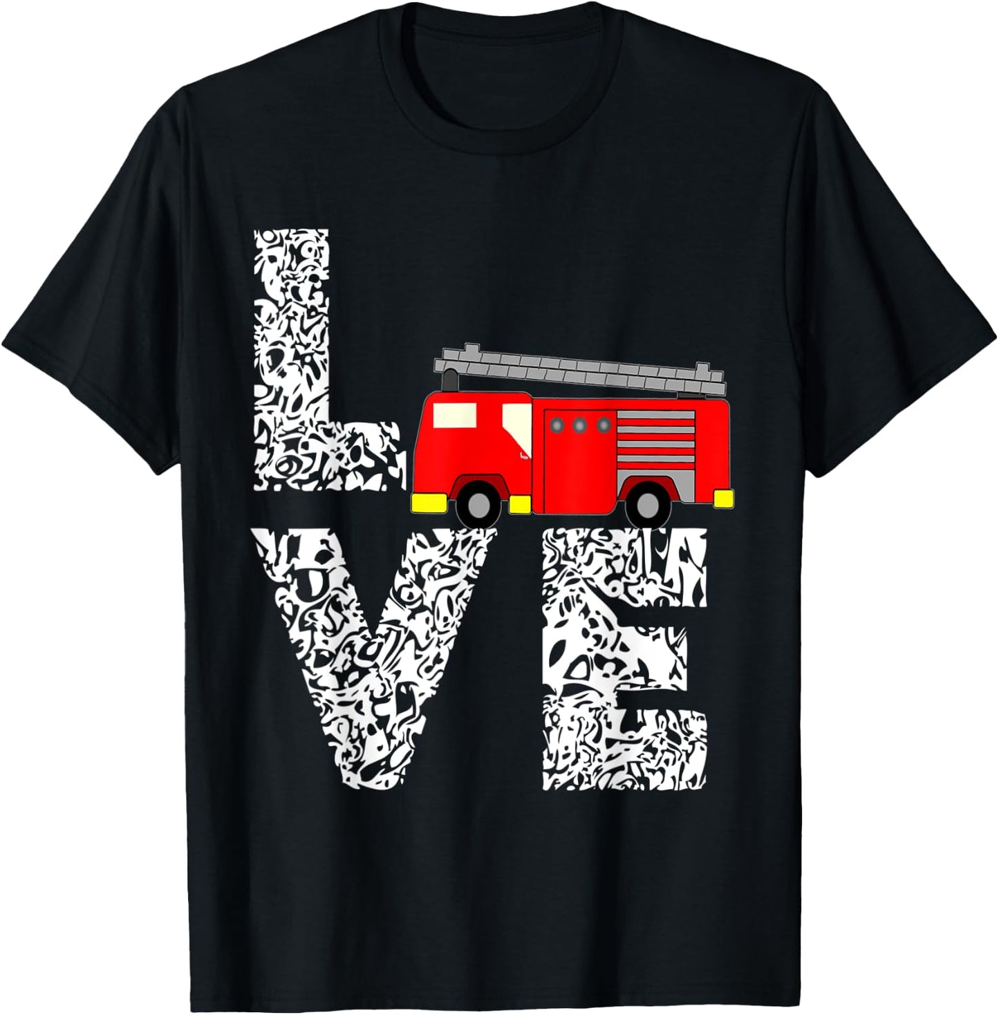 Firetruck Firefighting Love Fire Fighter Truck Fireman Shirt T-Shirt - T-Shirt | Black