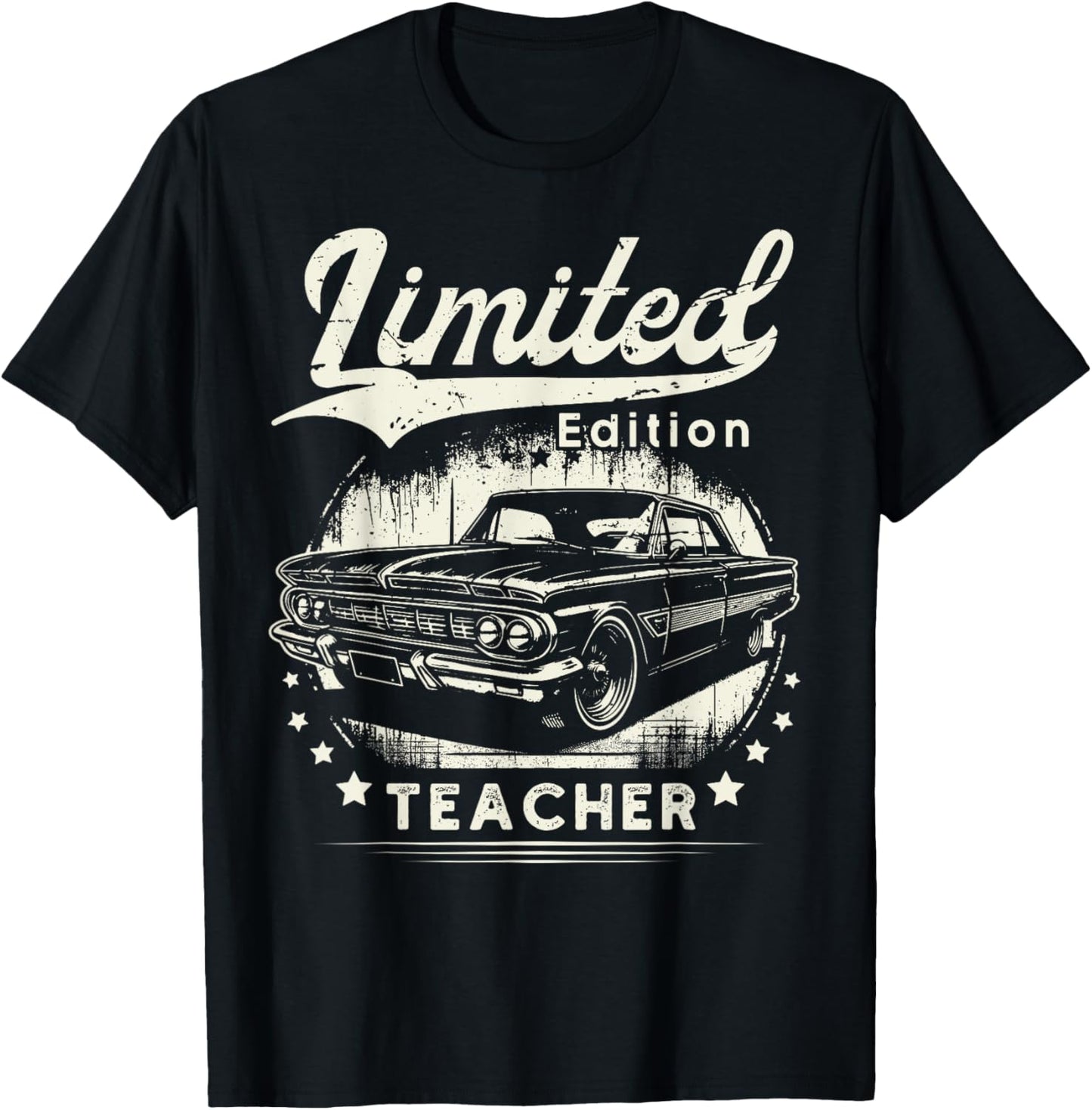 Teacher Job School classic car Birthday Worker Professional T-Shirt - T-Shirt | Black