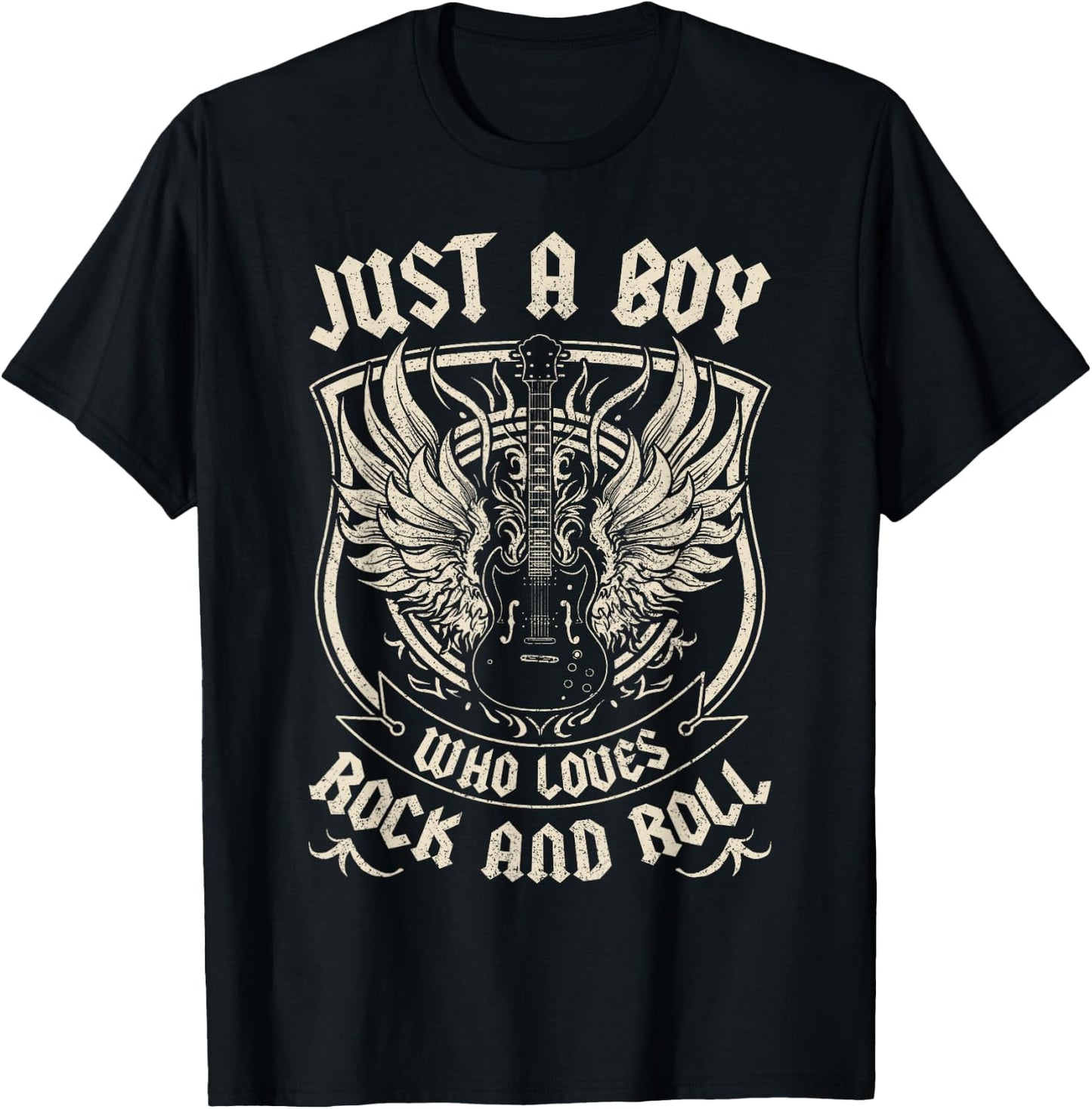 Rock Band Rock Concert Just A Boy Who Loves Rock And Roll T-Shirt - T-Shirt | Black