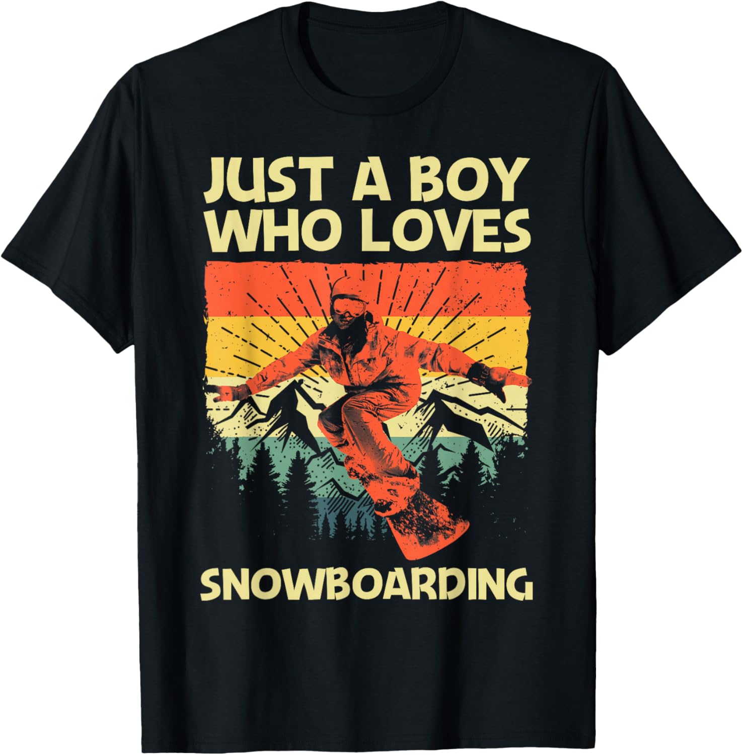 Cool Snowboarding Design For Boys Kids Snowboard Snowboarder T-Shirt - T-Shirt | Black