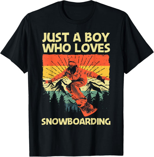 Cool Snowboarding Design For Boys Kids Snowboard Snowboarder T-Shirt - T-Shirt | Black