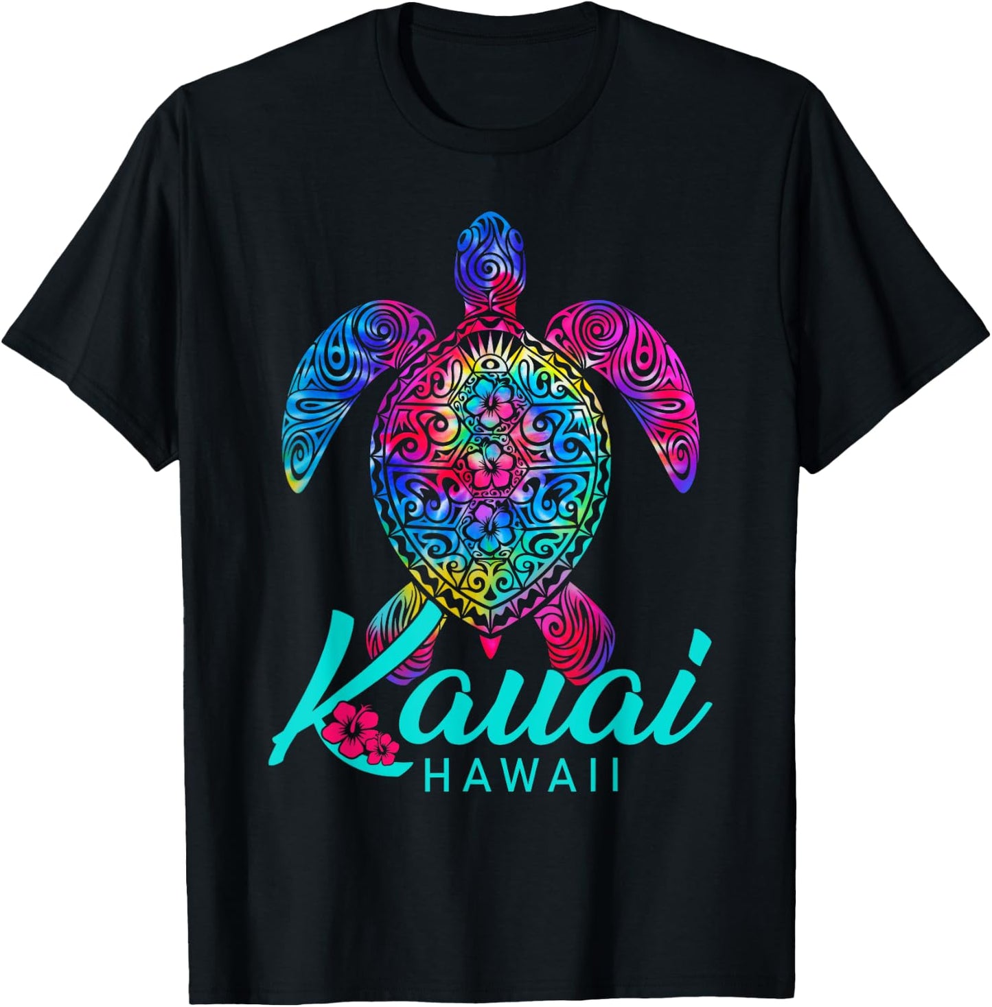Kauai Hawaii Tribal Tie Dye Sea Turtle T-Shirt - T-Shirt | Black