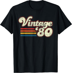 Vintage 1980 Birthday T-Shirt - T-Shirt | Black