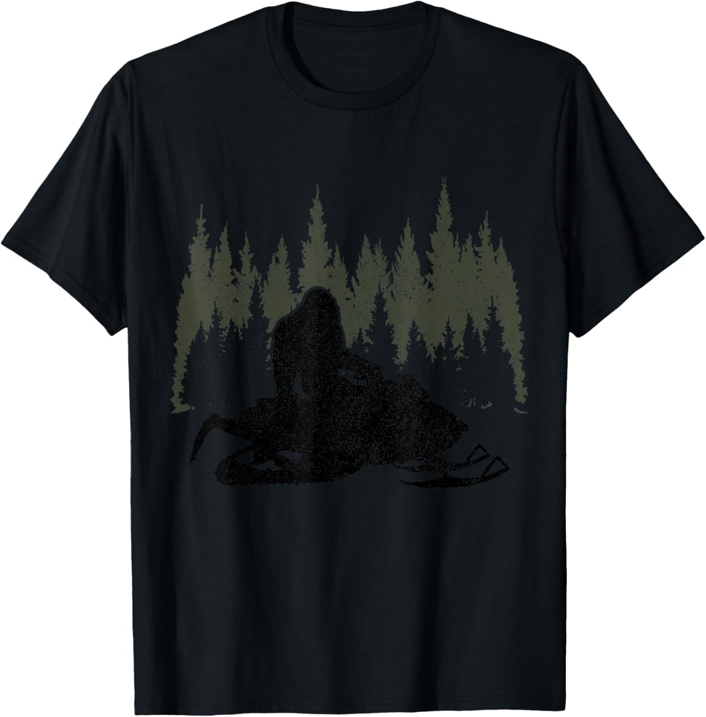 Snowmobile Bigfoot Snowmobile Sledge Funny Vintage T-Shirt - T-Shirt | Black