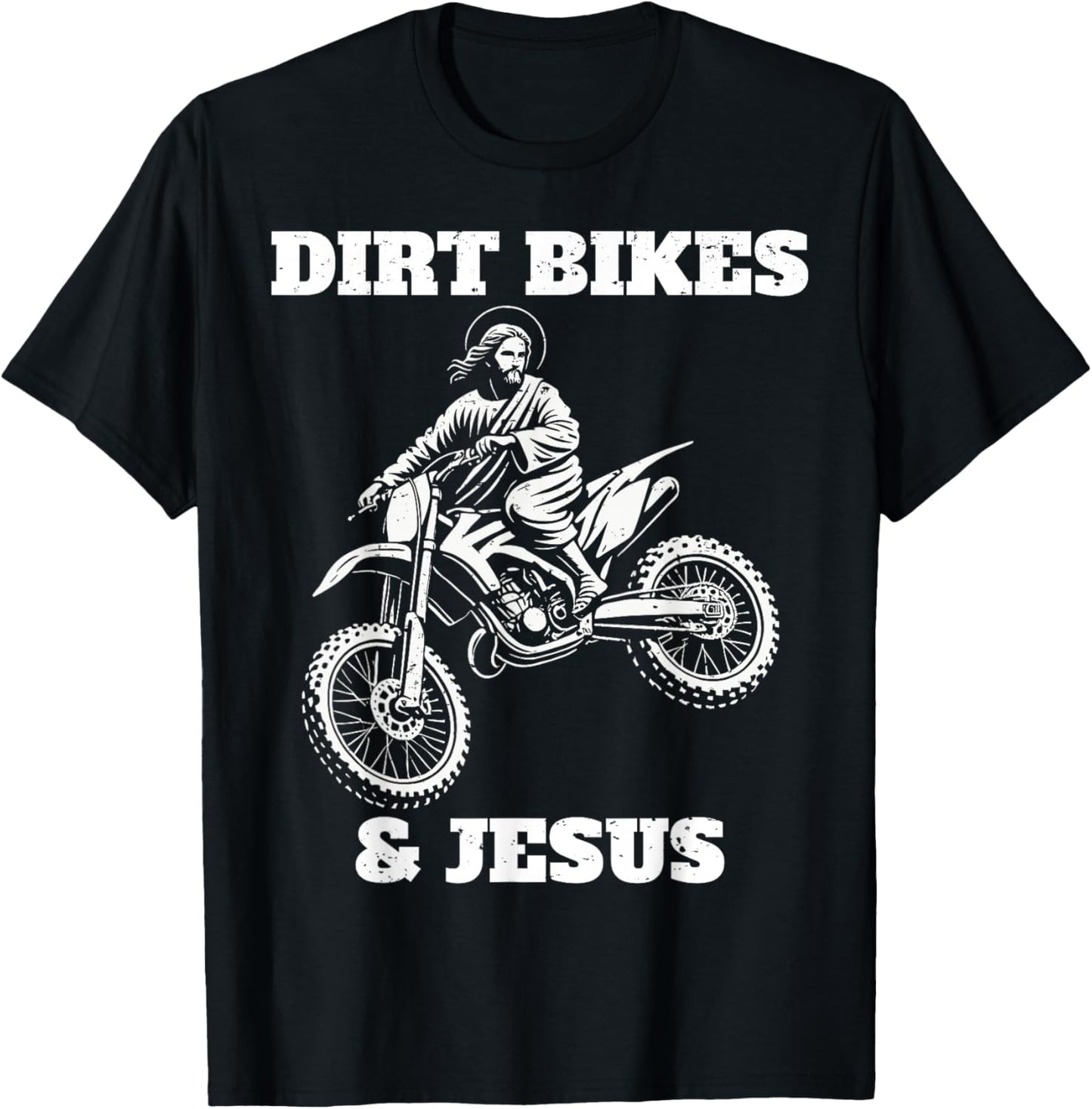 Funny Jesus Christ Dirtbike Motorcross Motocross Dirt Bike T-Shirt - T-Shirt | Black