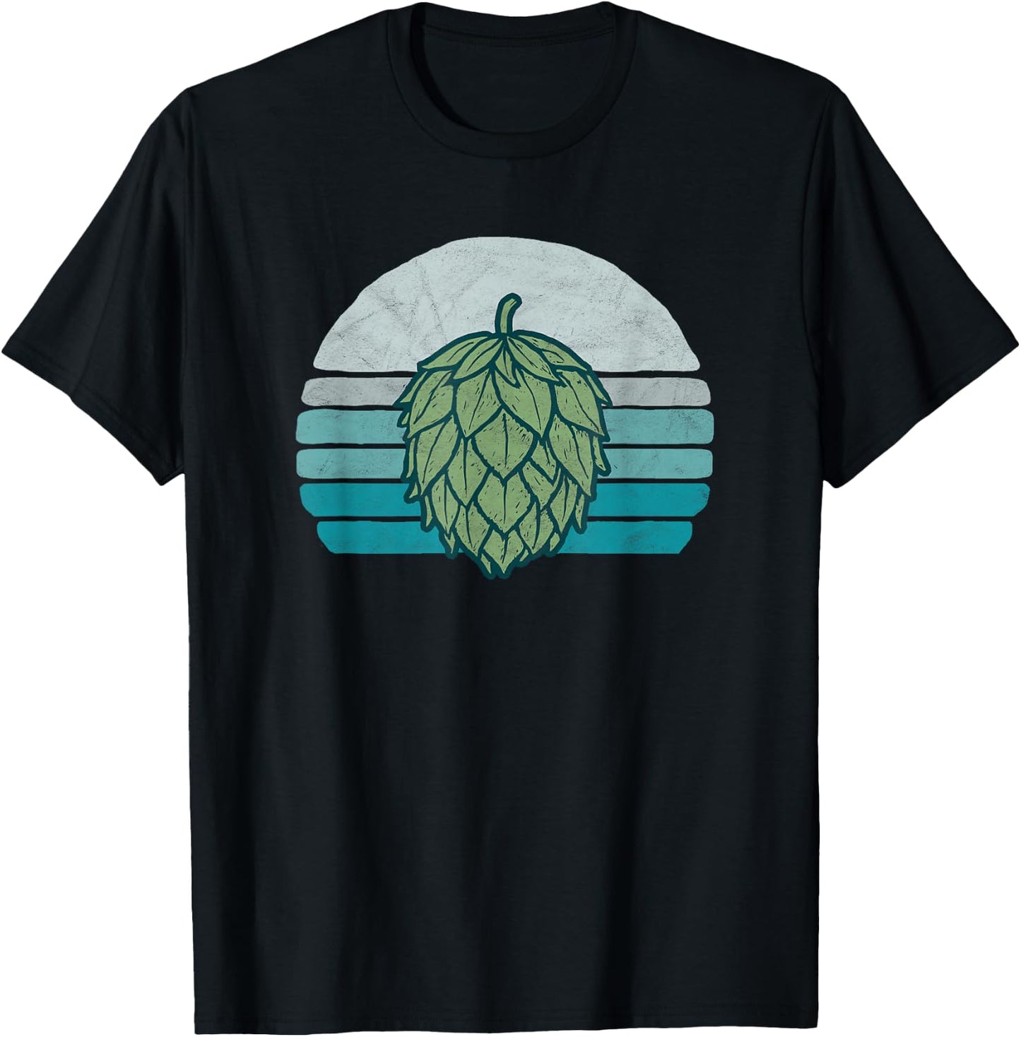 Hops Lover Vintage Beer Graphic Dark Sunset Hop Illustration T-Shirt - T-Shirt | Black