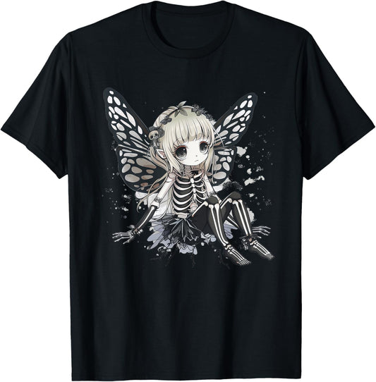 Skeleton Fairy Anime Goth Kawaii T-Shirt - T-Shirt | Black