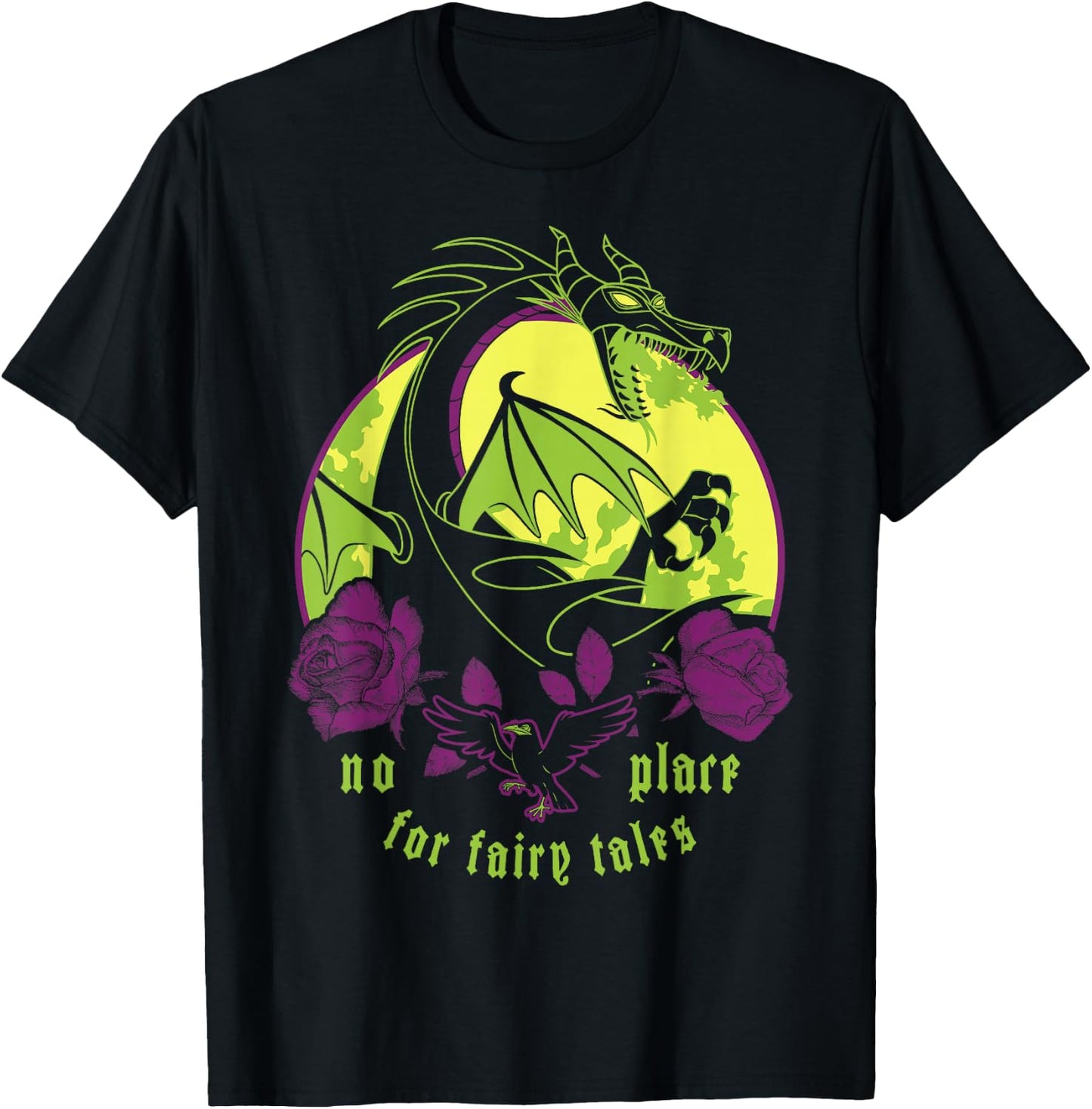 Disney Villains Maleficent Dragon No Place For Fairy Tales T-Shirt - T-Shirt | Black
