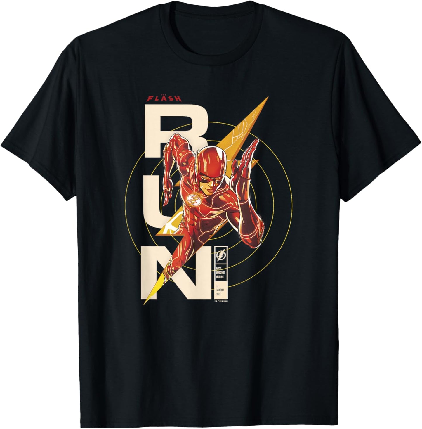 The Flash RUN Lightning Emblem Portrait T-Shirt - T-Shirt | Black