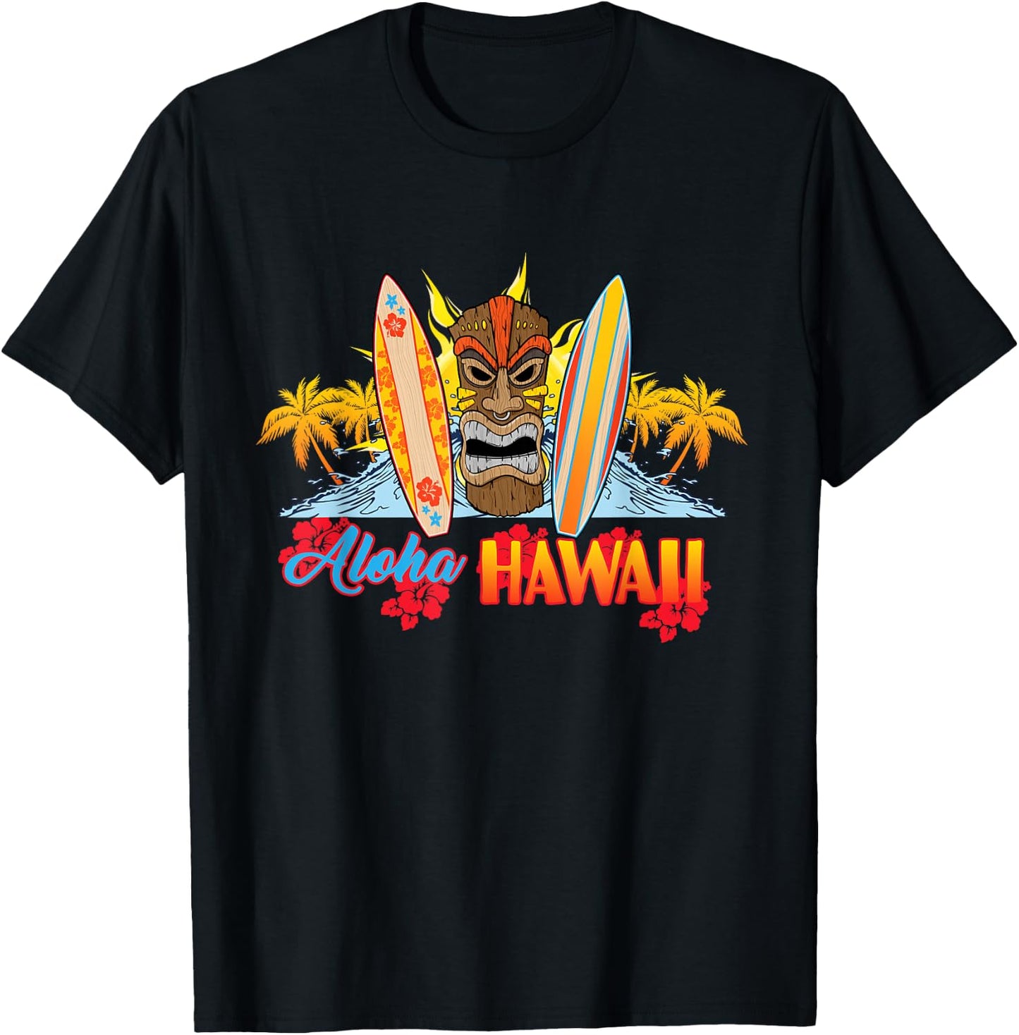 AlOHA Hawaii from the island. Feel the Tiki Spirit T-Shirt - T-Shirt | Black