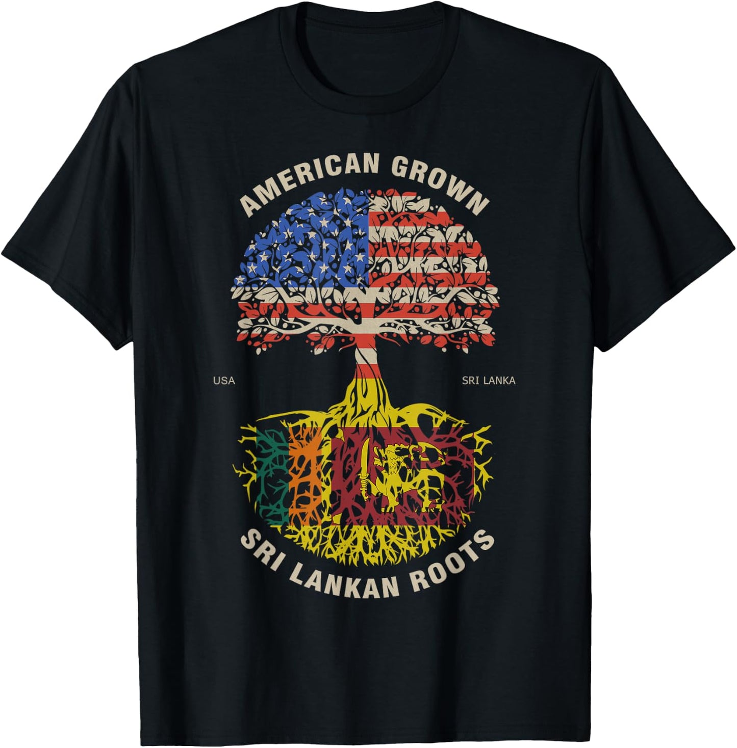 American Grown Sri Lankan Roots Sri Lanka Flag T-Shirt - T-Shirt | Black