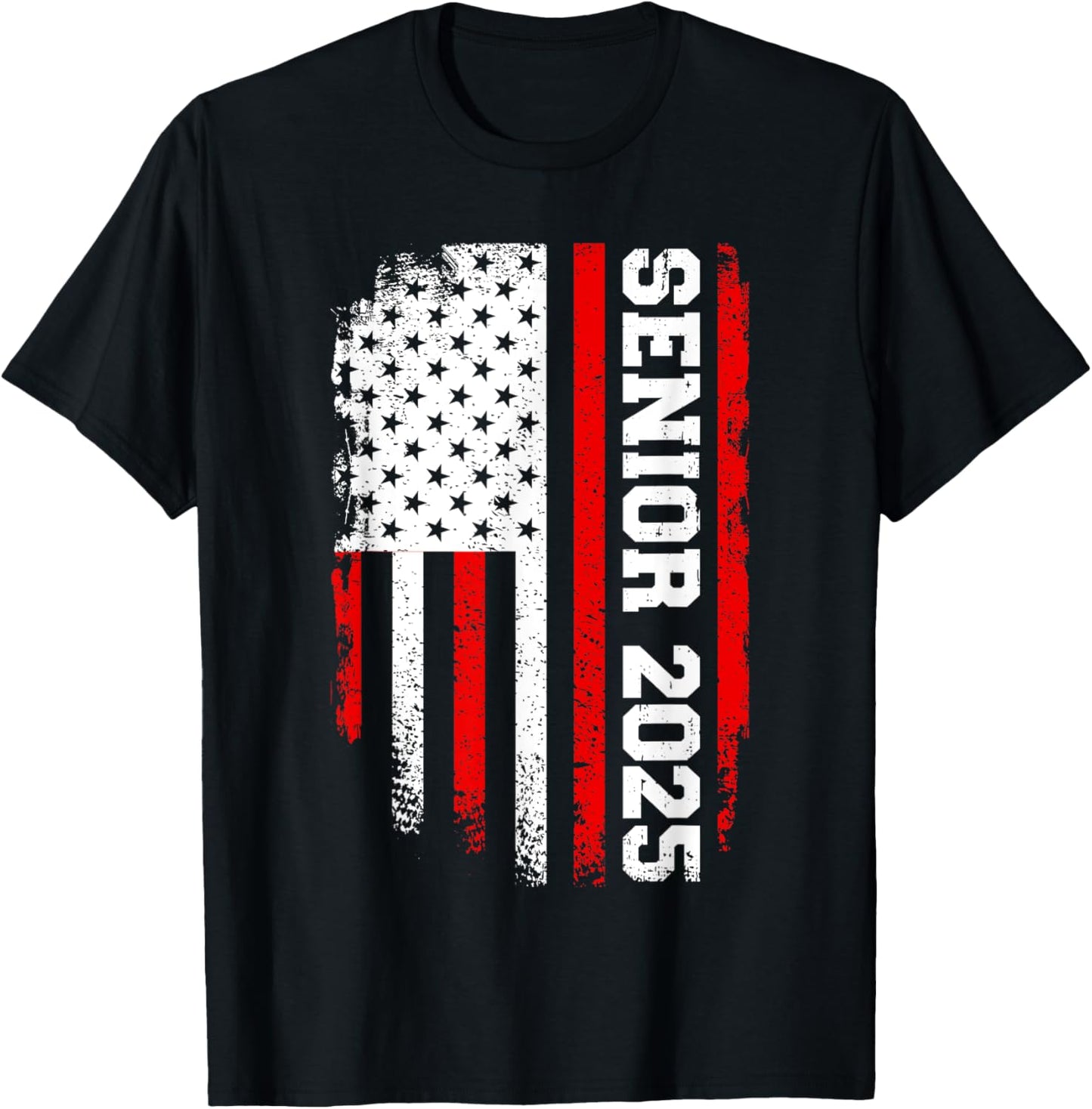 Senior 2025 us flag college high school graduation class of T-Shirt - T-Shirt | Black