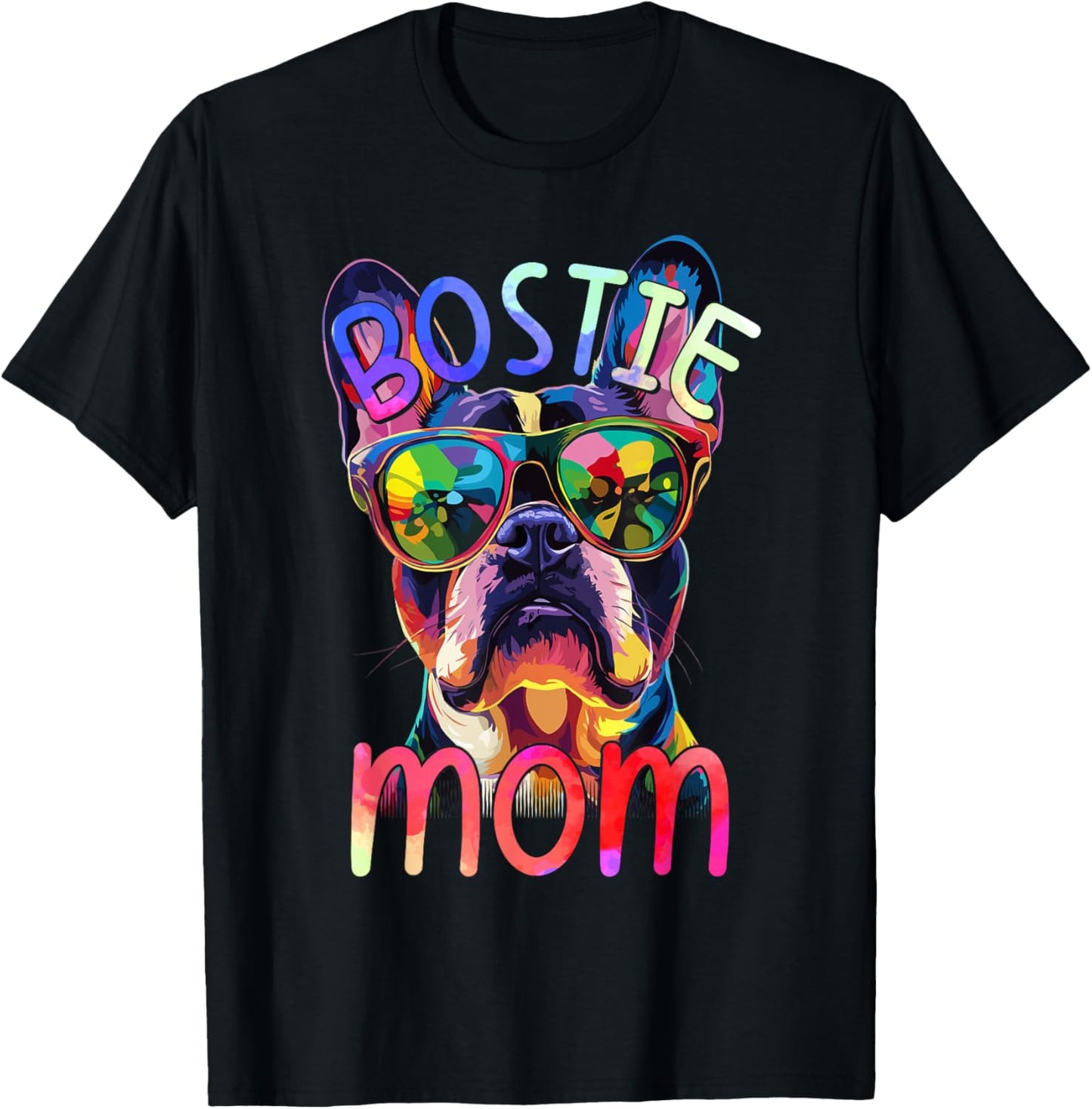 Boston Terrier Lovers Pop Art Boston Terrier Mom T-Shirt - T-Shirt | Black