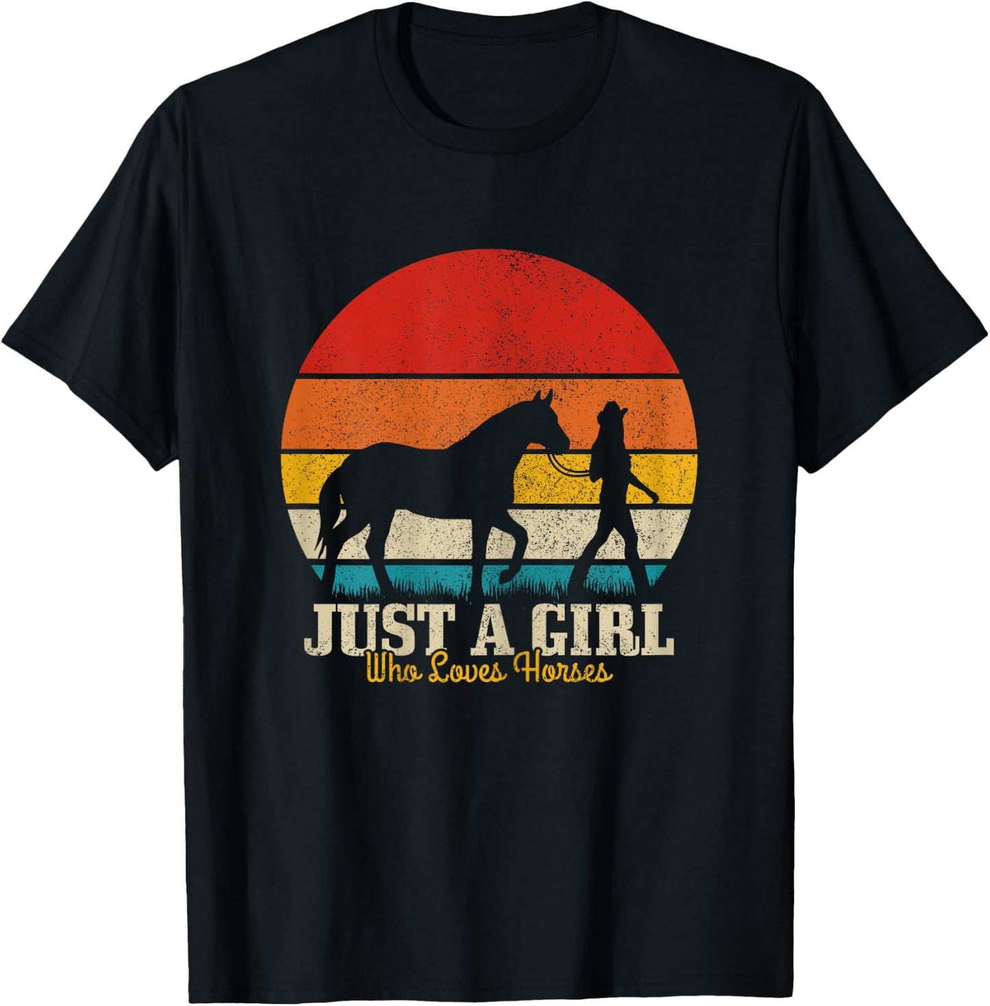 Just A Girl Who Loves Horses Horse Riding Riding Woman Gift T-Shirt - T-Shirt | Black