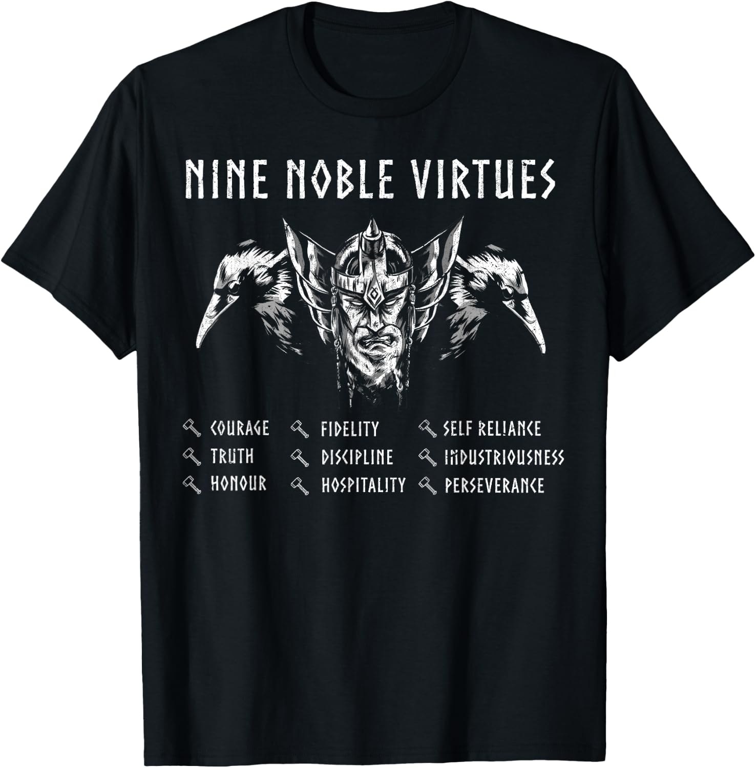 Nine Noble Virtues Shirt, Vikings Pride, Norse T-Shirt - T-Shirt | Black