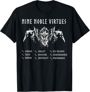 Nine Noble Virtues Shirt, Vikings Pride, Norse T-Shirt - T-Shirt | Black
