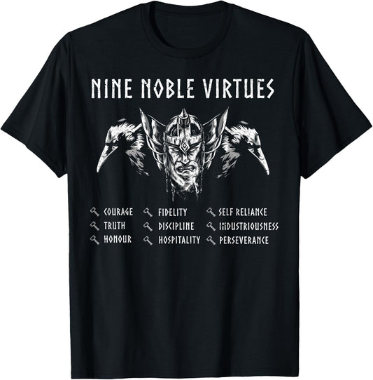 Nine Noble Virtues Shirt, Vikings Pride, Norse T-Shirt - T-Shirt | Black