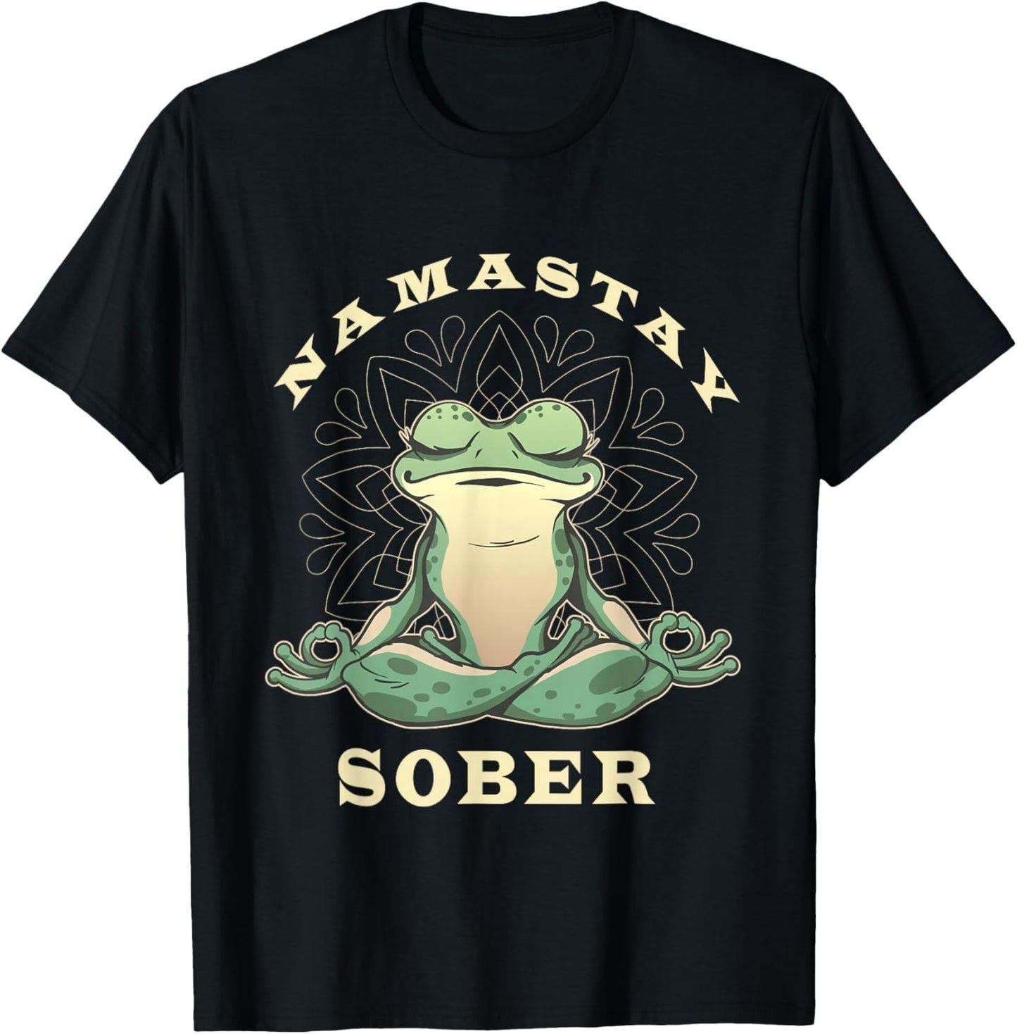 Narcotics Anonymous Frog Namastay Sober Support Sobriety T-Shirt - T-Shirt | Black