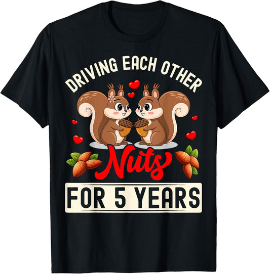 Couples Married 5 Year Funny 5th Wedding Anniversary T-Shirt - T-Shirt | Black