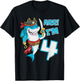I'm 4 years Bday Shark pirate 4th Birthday boy pirate Party T-Shirt - T-Shirt | Black