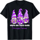 Fibromyalgia Awareness Gifts Fibromyalgia Awareness - -Adults, -Kids - Black - Short Sleeve - Classic Fit - Cotton, Polyester - Gnome One Fights Alone T-Shirt - T-Shirt | Black