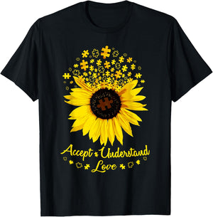 Sunflower Accept Understand Love T-Shirt - T-Shirt | Black