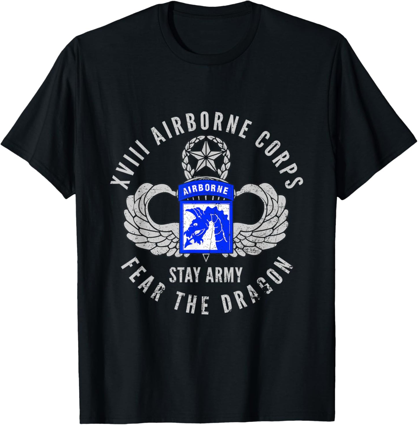 Proud 18th XVIII Airborne Corps US Veteran Fear The Dragon T-Shirt - T-Shirt | Black