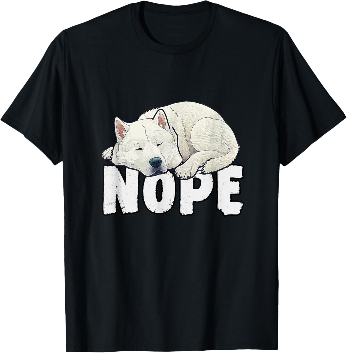 Korean Jindo Nope Funny Lazy Pet Dog Cute T-Shirt - T-Shirt | Black