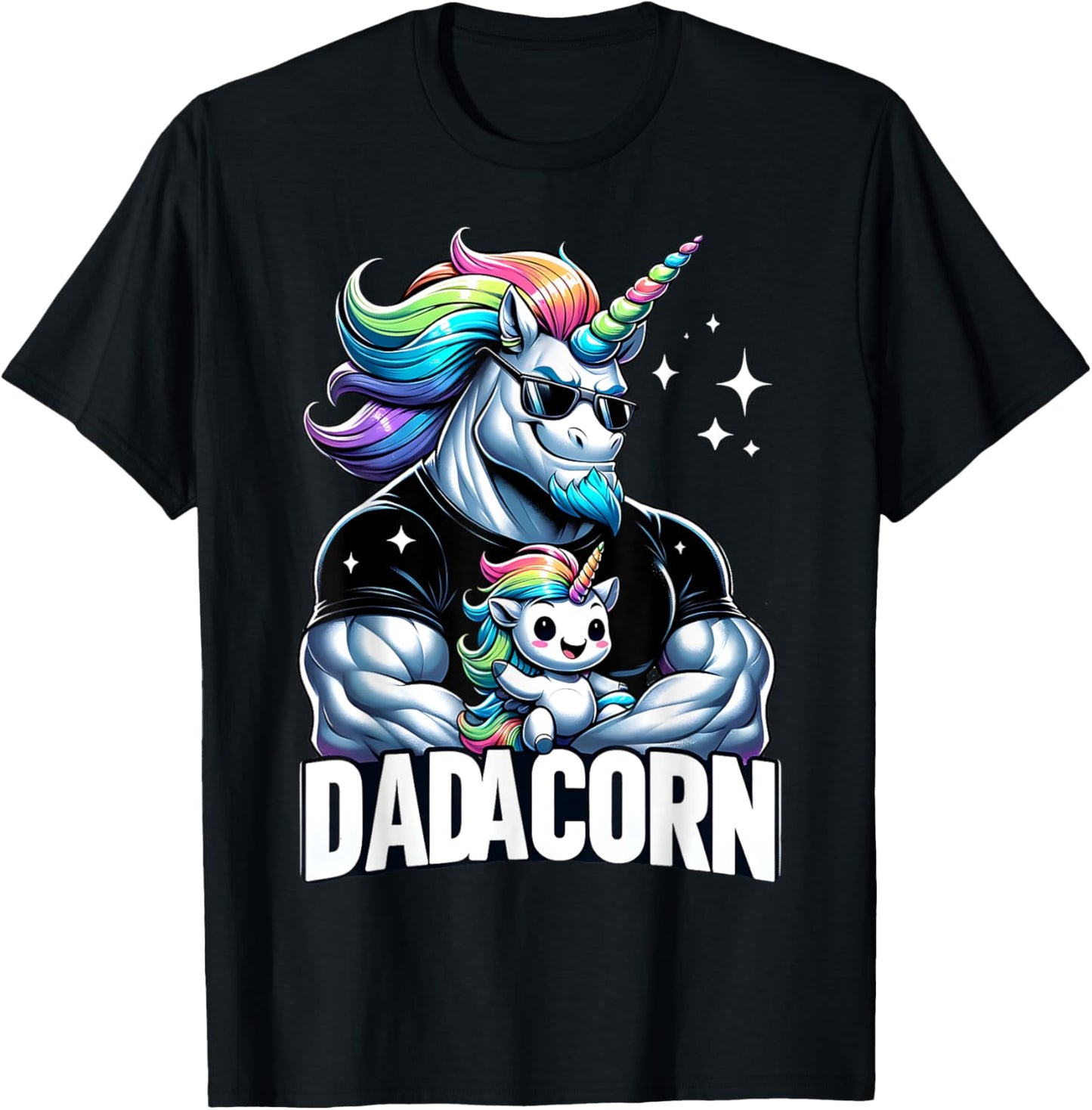 Father's Day Dadacorn Unicorn Dad and Son Daughter, Dadacorn T-Shirt - T-Shirt | Black