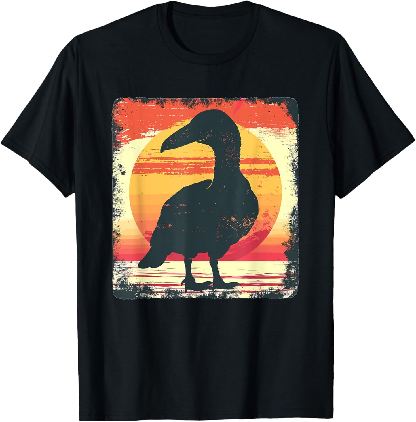 Retro Sunset Dodo Bird T-Shirt - T-Shirt | Black