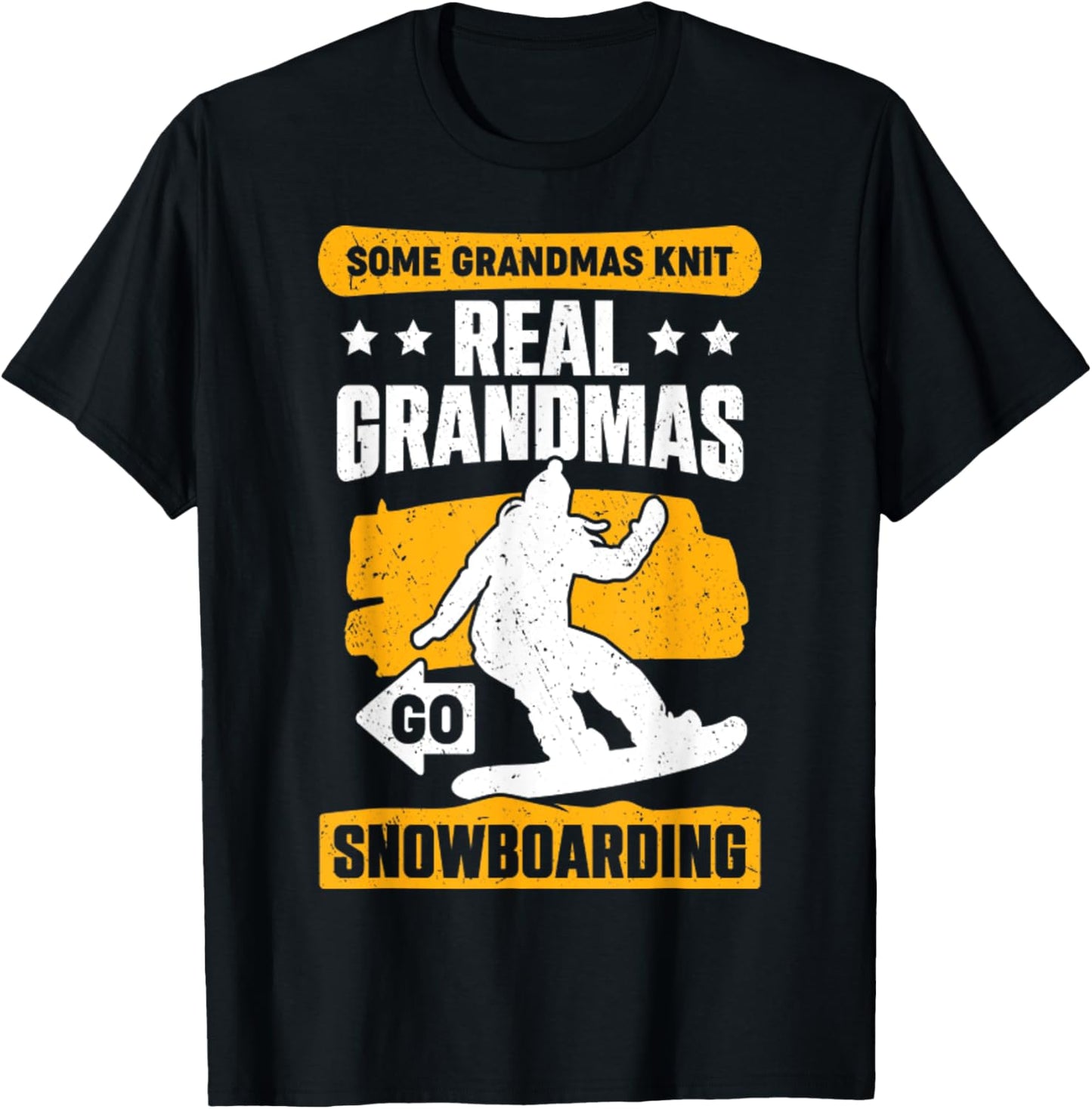 Snowboarding Grandma Snowboarder Old Woman Gift Funny T-Shirt - T-Shirt | Black