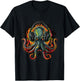 Fire Octopus DJ EDM Summer Rave T-Shirt - T-Shirt | Black